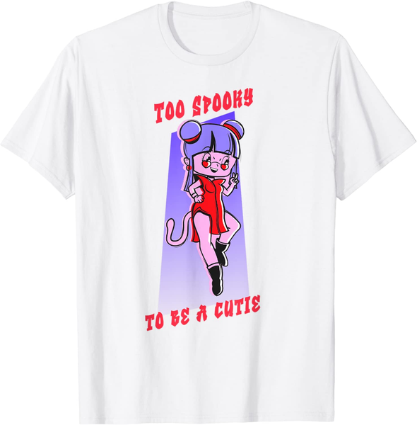 

women's t-shirt kawaii pastel goth gift anime too spooky to be a cutie, White