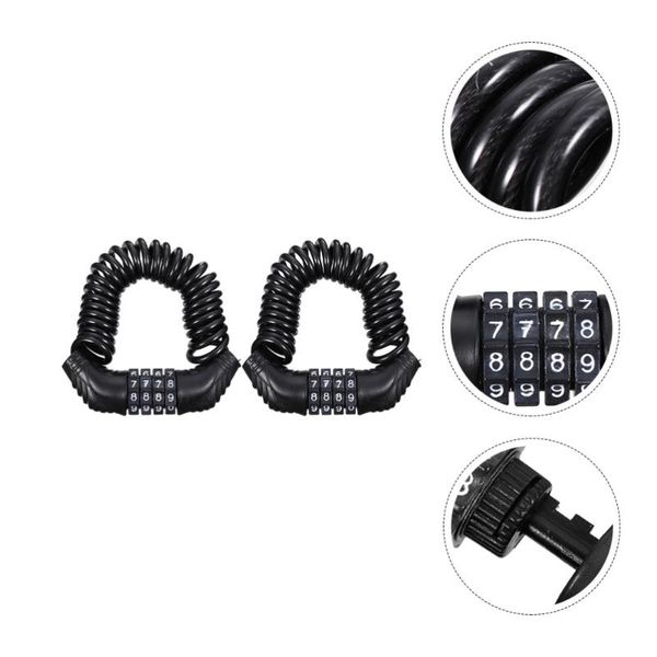 

bike locks 2pcs portable anti-theft password lock steel wire cable helmet