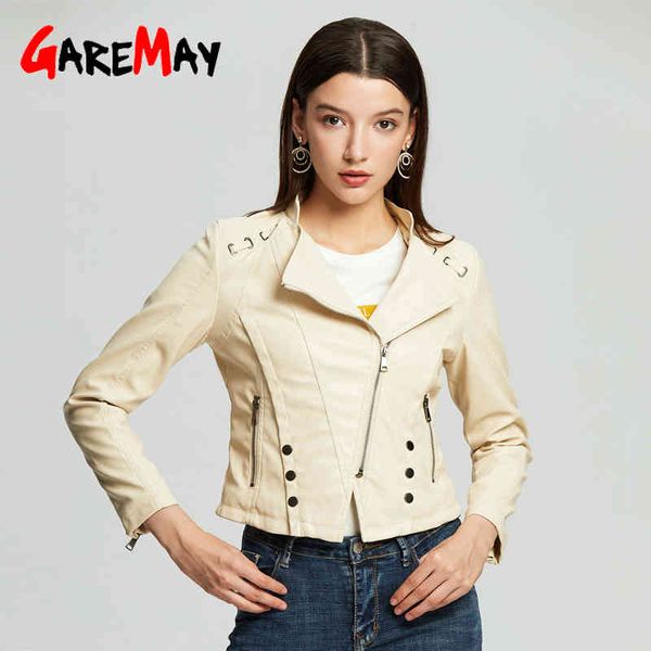 

faux leather jackets women red long sleeve ladies autumn short winter for 210428, Black