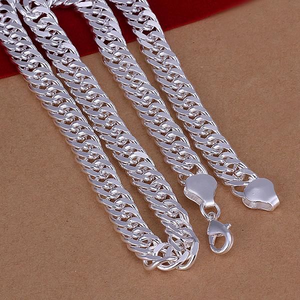 

chains classic 10mm chain 925 sterling silver necklace for men's 20/24 inches luxury brands jewelry wedding christmas gifts