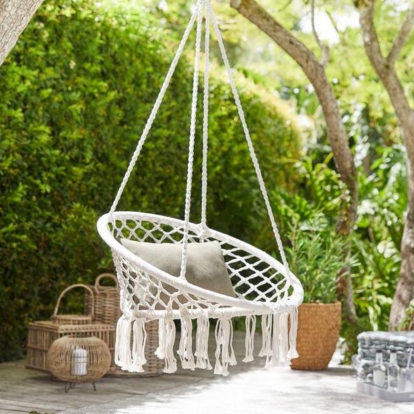 

camp furniture nordic beige safety hammo, rope, swing chair, ideal for garden and balcony, seat