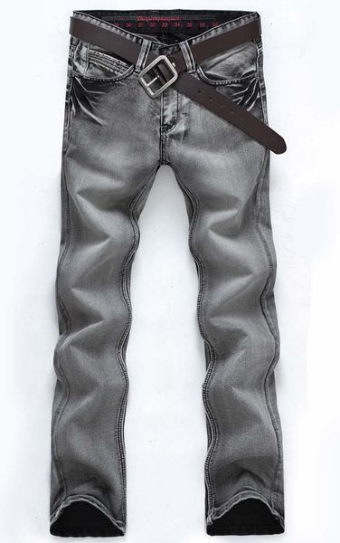 

men skinny denim vintage casual jeans smoke grey color pants high quality, Blue