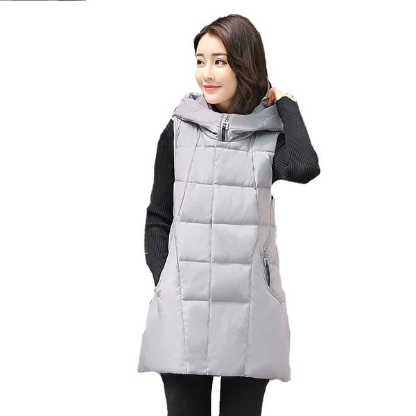 

women's vests 2021 autumn winter women cotton vest hooded warm down coat color designer sleeveless casual waistcoat, Black;white