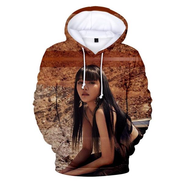 

men's hoodies & sweatshirts cool 3d printing i-dle korean group fashion kpop hooded casual long sleeve men / women, Black