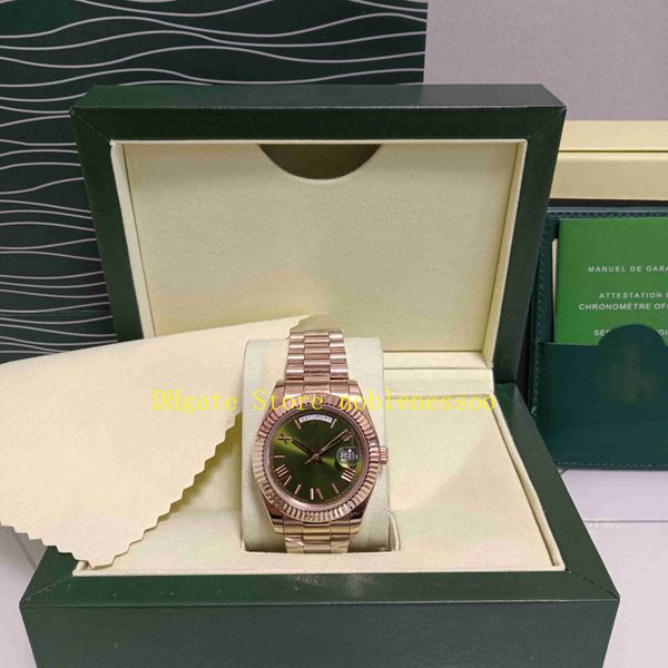 

9 style real p in original box mens watch men's 40mm 228235 green dial rose gold champagne 228239 228238 automatic mechanical men watch, Slivery;brown