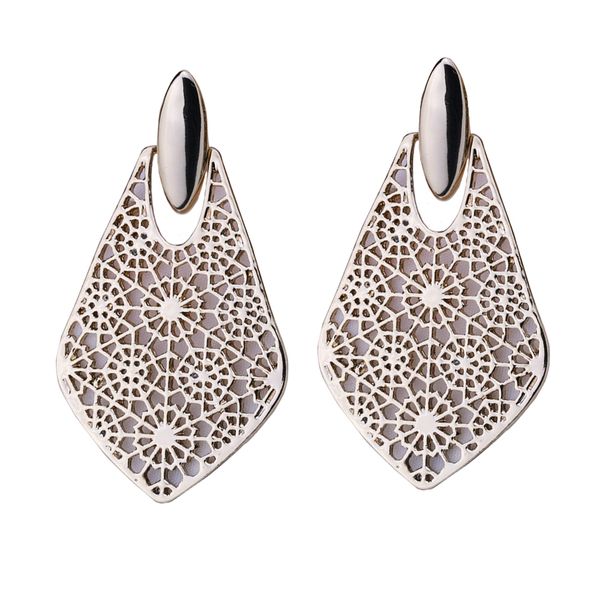 

gold silver color metal hollow out flower dangle earrings for women jewelry