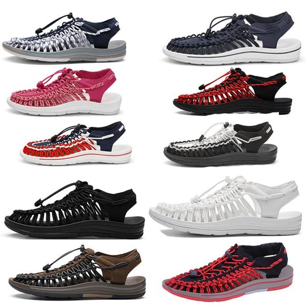 

sandals uneek plus size 2021 summer men baotou men's beach shoes woven couple casual women's, Black