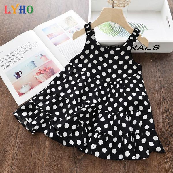 

girl's dresses kids baby girls sleeveless vest dress summer 2021 toddler polka dot cotton sundress children clothing 3-8y, Red;yellow