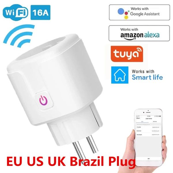 

smart power plugs wifi plug eu us 16a adaptor wireless remote voice control energy monitor outlet timer socket for alexa google home