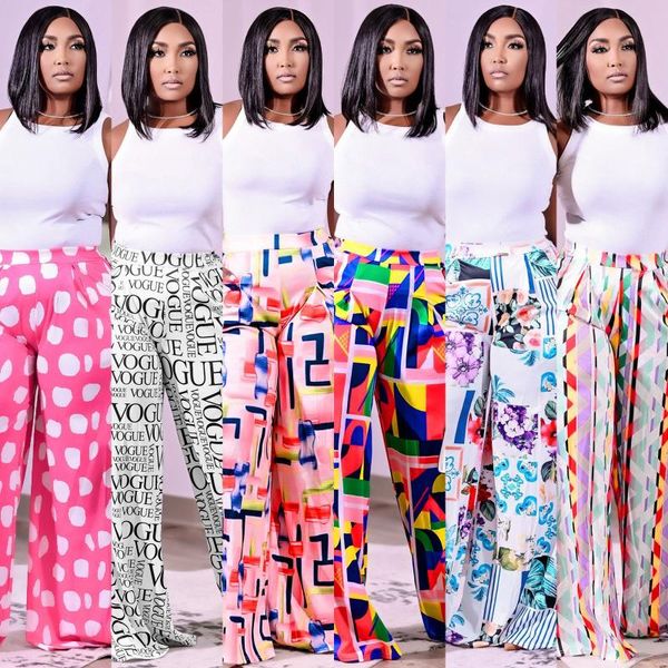 

women's pants & capris women's clothing of fund 2021 autumn winters is recreational slant pocket printing wide-legged, Black;white