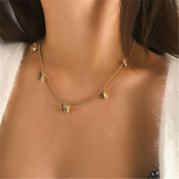 

butterfly necklace for women charm choker necklaces boho jewelry chokers, Golden;silver