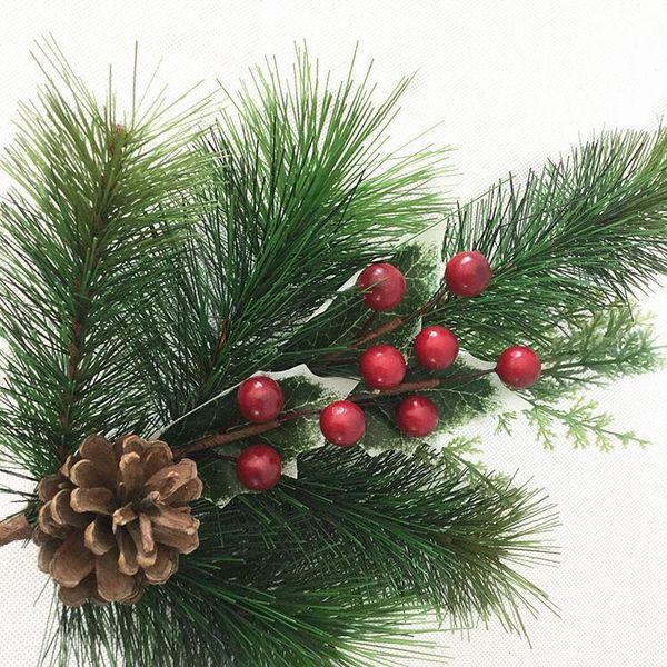 

decorative flowers & wreaths berries and pine pick 16 inch set of 6