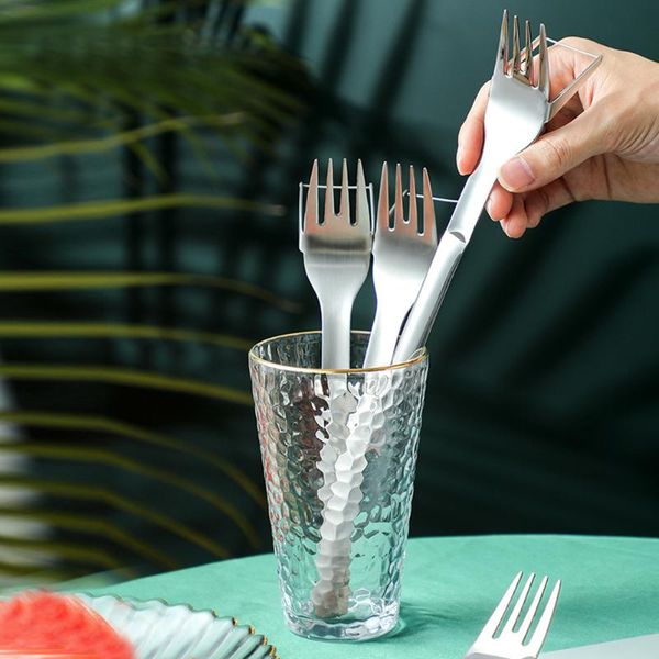 

forks portable melon fork slicer cutter stainless steel watermelon cutting spoon fruit