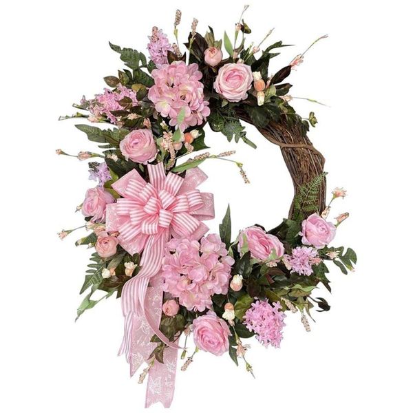 

decorative flowers & wreaths thanksgiving day pink wreath christmas front door hanging garlands farmhouse autumn fall artificial wedding dec