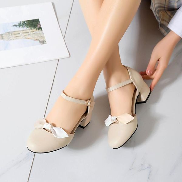 

spring summer fashion date casual bean sprouts bow pumps women buckle strap party sweet shoes size 34-43 dress, Black