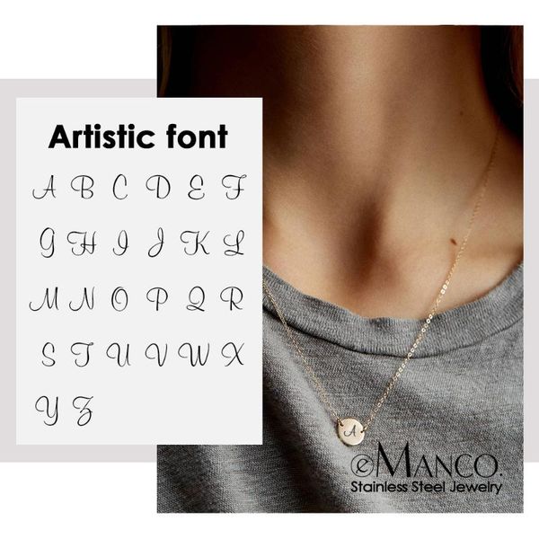 

pendant necklaces initials necklace artistic fonts letter 316l stainless steel fashion choker women office jewelry, Silver