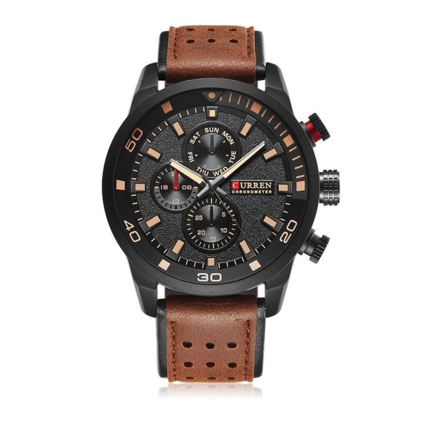 

wristwatches fashion trend men's quartz watch belt sports leisure, Slivery;brown