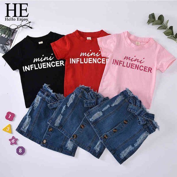

jumpsuits fashion trend little girls clothes set baby summer clothing t-shirt tees denim skirts outfits 5as3, Blue