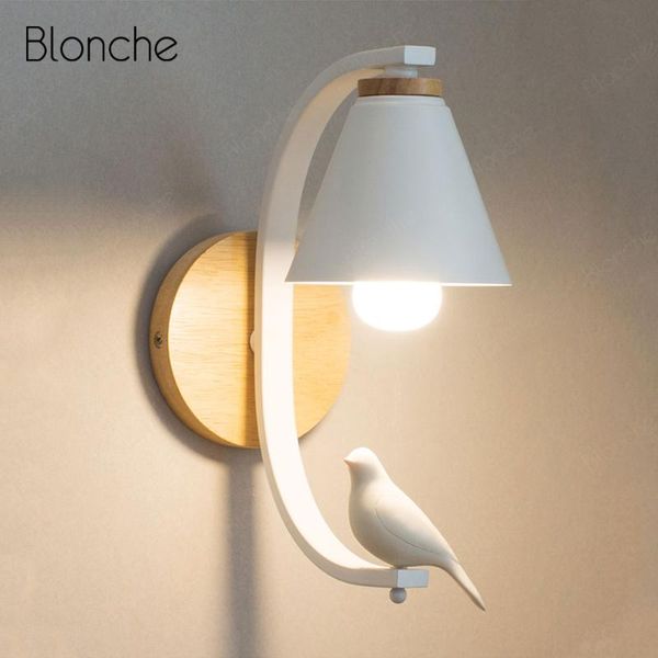 

wall lamps noridc lamp wood sconce light fixture modern for home indoor human bird deco bedroom vanity mirror bathroom