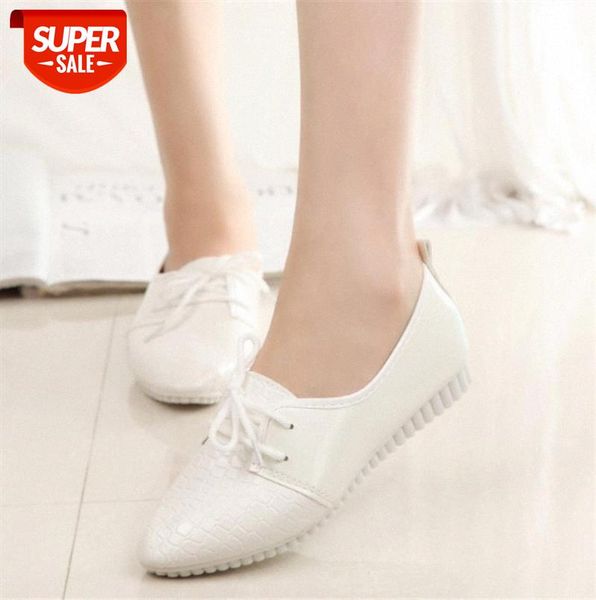 

korean style single shoes women's white lace round toe nurse casual mother wenling #lq1t