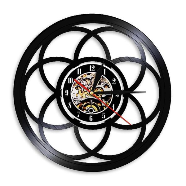 

wall clocks flower of life geometric mandala modern design hanging watch geometry home decor seed retro record clock