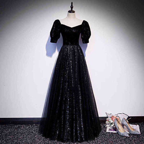 

prom luxury boutique occasion dresses starry evening 's 2021 banquet temperament long annual meeting host atmosphere, Black