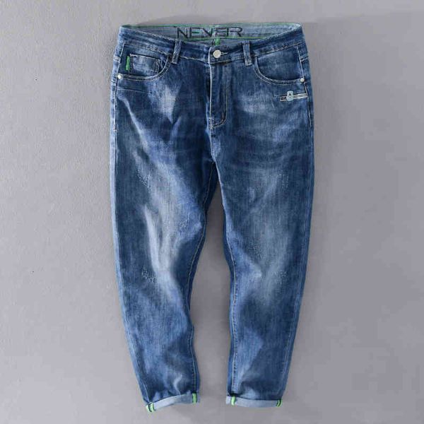 

men's jeans design stretch ankle-length pants brand casual denim trousers men fashion cotton pantalones un pantalon cwpr, Blue