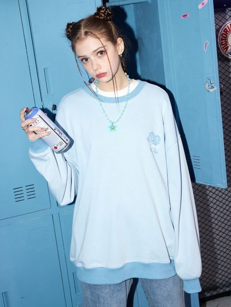 

letter & cartoon graphic drop shoulder pullover without tee p3en#, White;black
