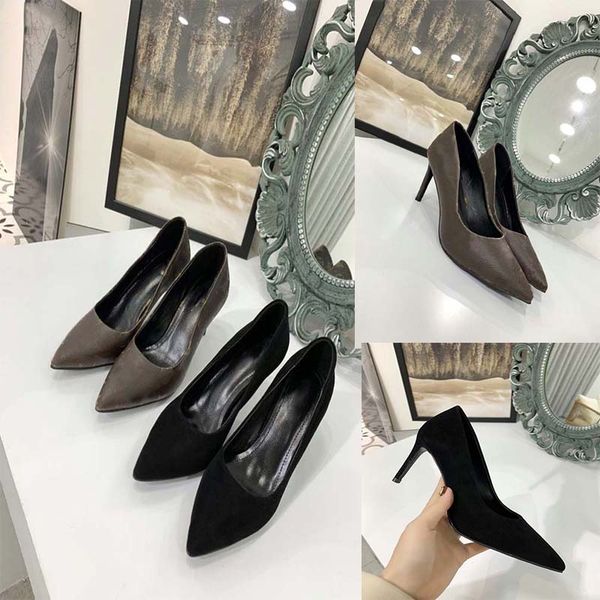 

fashion designer womens shoes high heels pointed scalp production spring and autumn models can be used in formal wear and leisure places, Black