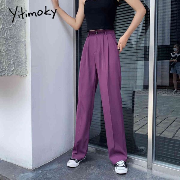 

suit woman straight harajuku formal high wide leg women plus size s-2xl trousers office elastic waist pants 200930, Black;white
