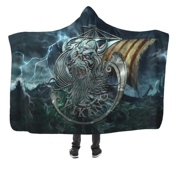 

blankets viking odin hooded blanket 3d over printed wearable for men and women adults kids fleece