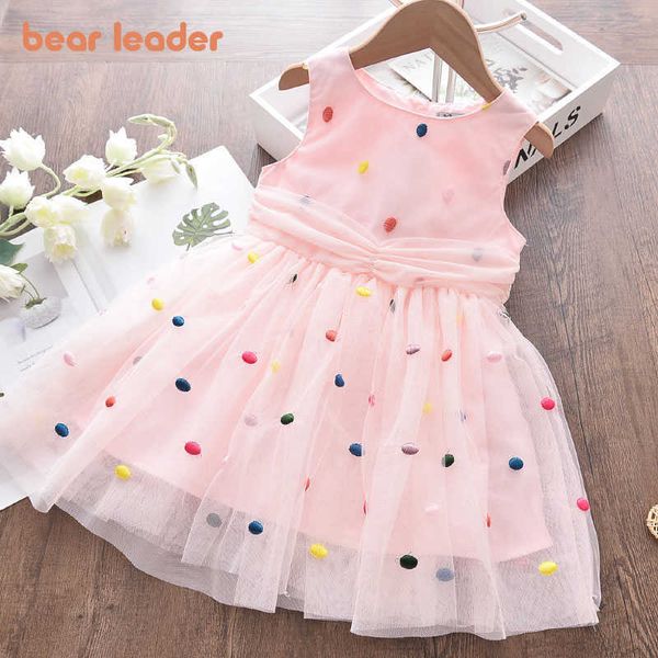 

bear leader baby girls embroidery dresses summer baby fashion mesh dress kid party vestidos casual clothes sweet outfit 3-8y 210708, Red;yellow