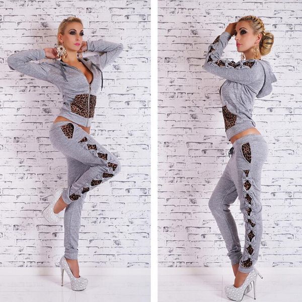 

stylish sports suit women's spring and autumn leisure tracksuits, Gray