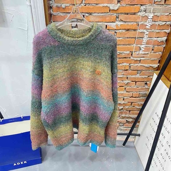 

ader error gradient cht leather label color sweater men women keep warm ader error sweatshirts, Black
