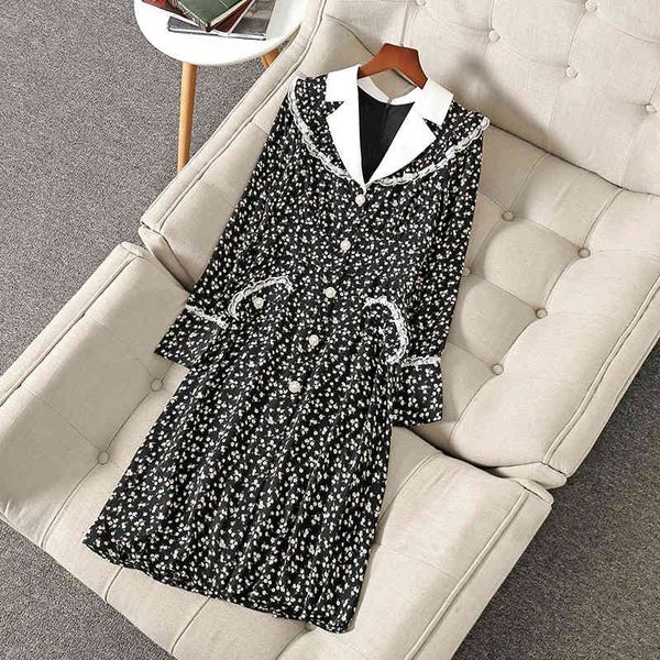 

two piece dress europe fashions long yellow spring print dress for women vintage lady robe femme casual elegant holiday bwfz, White