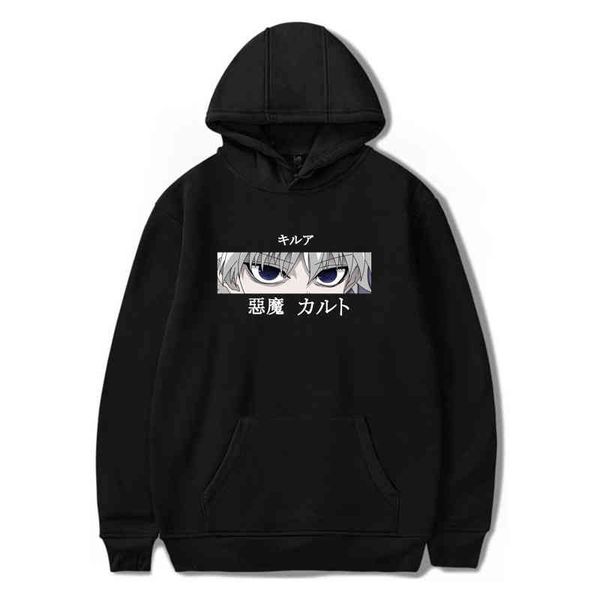 

streetwear hoodi x hunter killua men zoldyck devil ey dark punk harajuku casual hip hop men's sweatshirt, Black