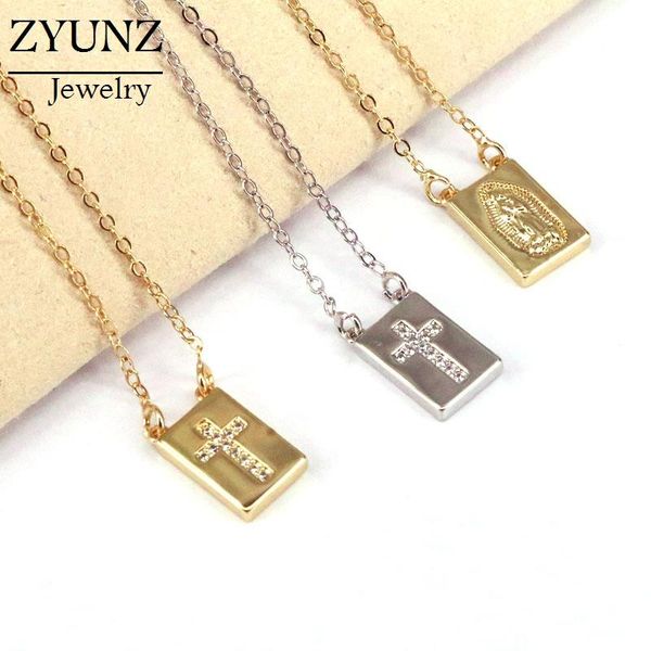 

pendant necklaces 6pcs, gold silver color virgin mary for women cross medallion choker