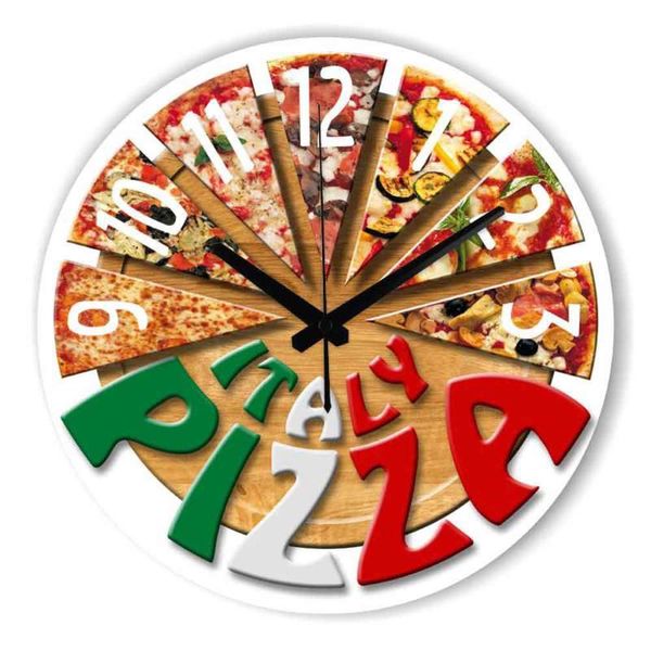 

wall clocks fashion pizza kitchen decorative clock with waterproof face dining hall decoration watch home decor