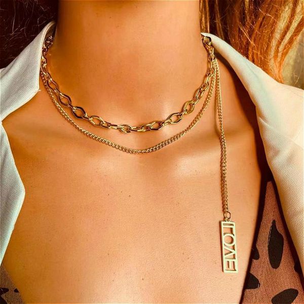 

fashion multi-layer letter love pendant necklace for woman necklaces, Silver
