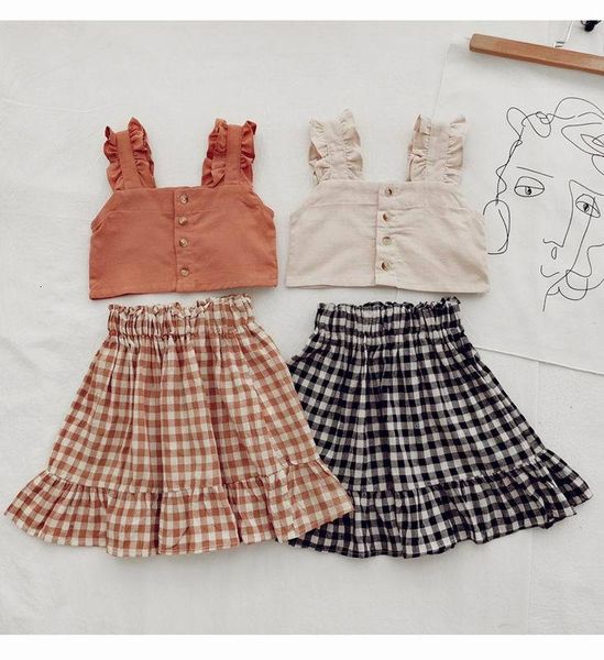 

clothing sets wholesale girl plaid summer baby short +plaid skirt fashion 2pcs outfits suit clothes 3-8y e32 gvyw, White