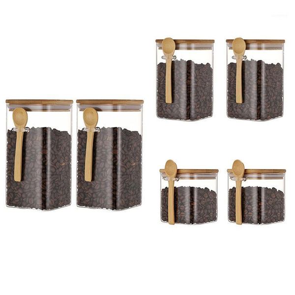 

2pcs sealed jar with spoon storage tank condiment coffee beans kitchen supplies sugar bottle bottles & jars
