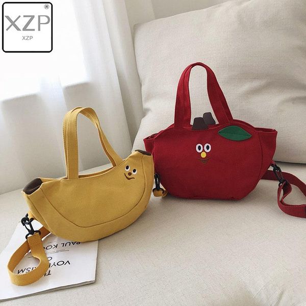 

cute cartoon shoulder tote bag banana apple embroidered canvas ladies crossbody messenger bags women mini handbag purse