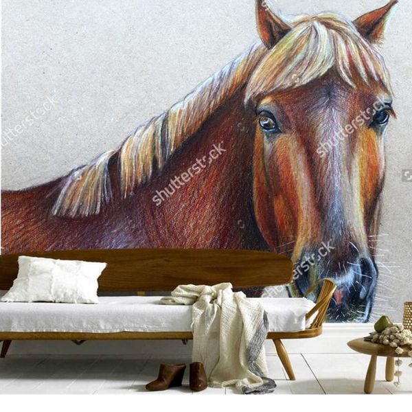 

custom retro wallpaper,horse,landscape painting for the living room bedroom restaurant background wall waterproof wallpaper wallpapers