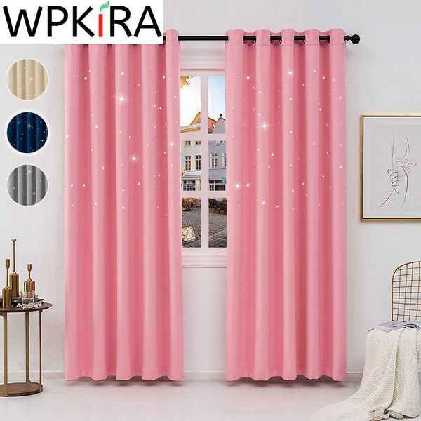 

curtain & drapes nordic hollow star curtains for living room bedroom personality children modern semi-blackout pink navy blue window m225e