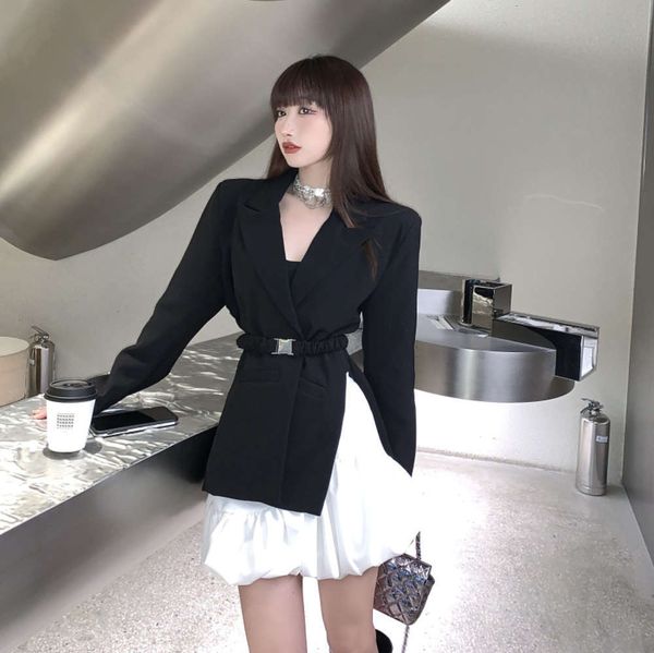 

party dresses black coat women's design sense crowd spring and autumn 2021 split thin small suit bq6b, White;black