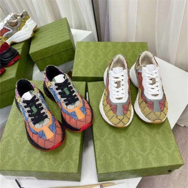 

designers shoes luxury multicolor rhyton women men sneakers trainers vintage chaussures ladies casual shoe designer sneaker tingfengf, Black