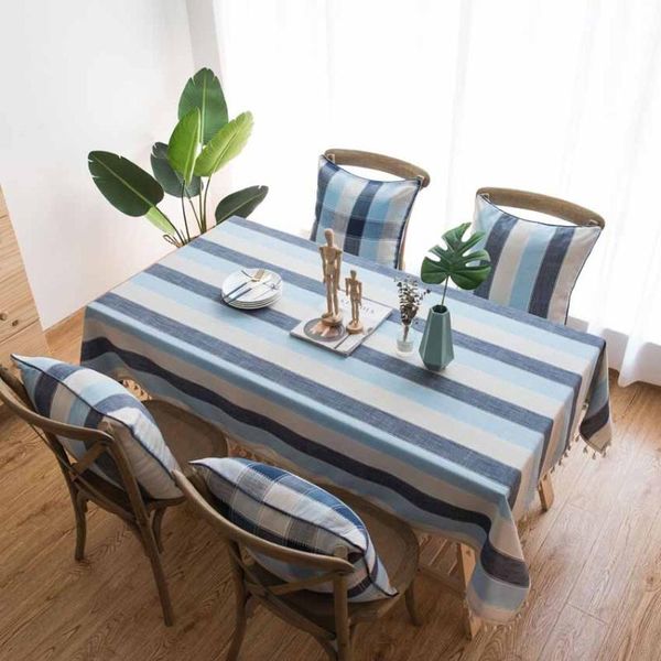 

table cloth stripe cover dustproof adiabatic decor writing desk bedside tablecloth home el with tassels toalha de mesa