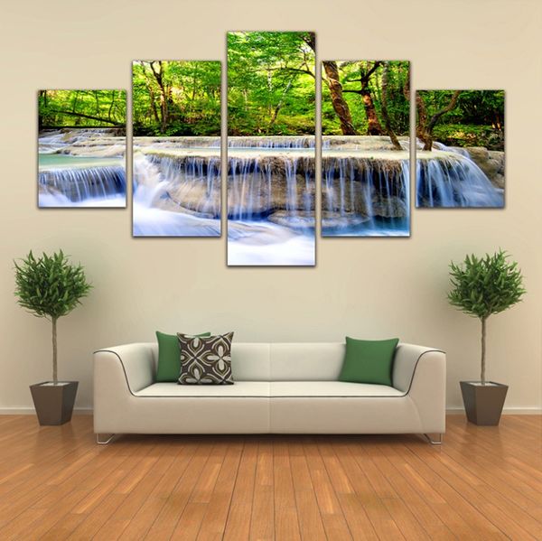 

5pcs/set unframed hd canvas paintings waterfall landscape home decor picture