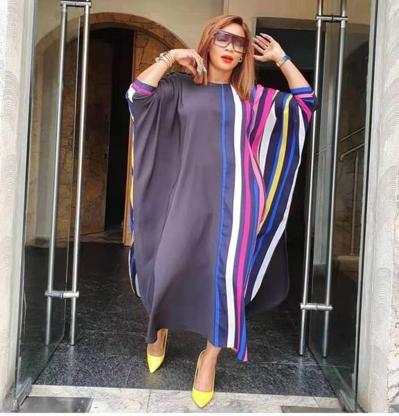 

bat sleeve muslim abaya dress women moroccan kaftan african dresses islamic clothing print striped dashiki ramadan jilbab robe, Red