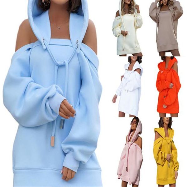 

sweatshirts oversized female slices with sleeve hoodies autumn mini winter slash neck, Black